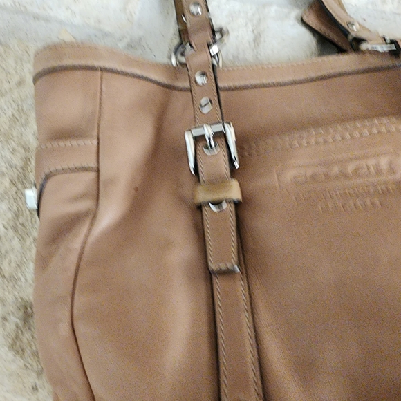 Coach Leather Handbag Brown/Beige - Picture 5 of 7